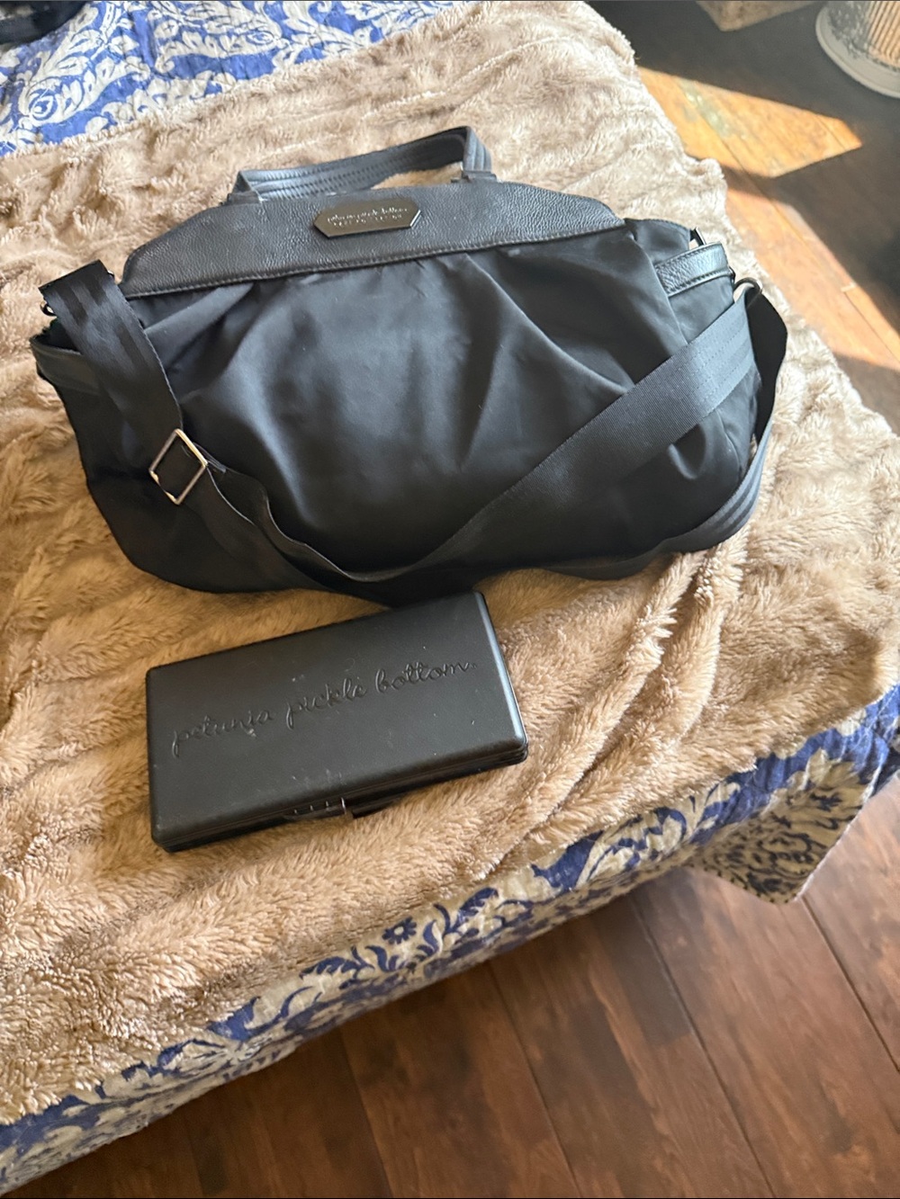 Petunia Pickle Bottom Black Nylon Baby Bag with Removable Case